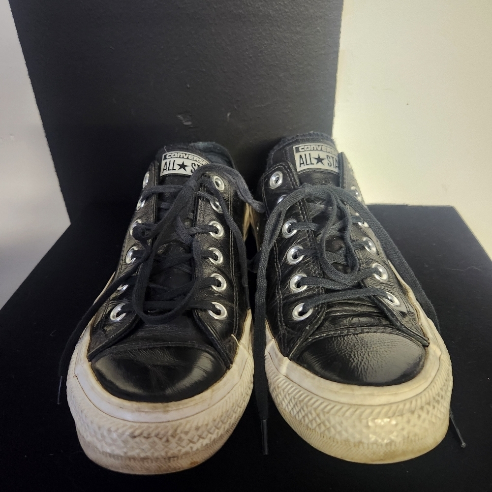Converse Black Leather Low Top Sneakers - Picture 2 of 8